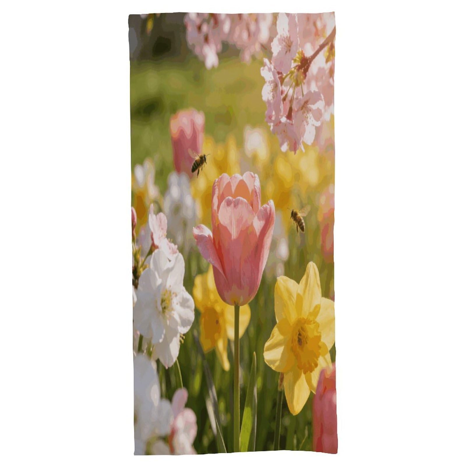 Fodpand Style Spring Field Sweet Words Bath Towel, Highly Absorbent & Quick Drying Beach Towel, Compact & Lightweight Pool Towel For Bathroom, Beach, Pool, Gym, Spa, And Hotel Use