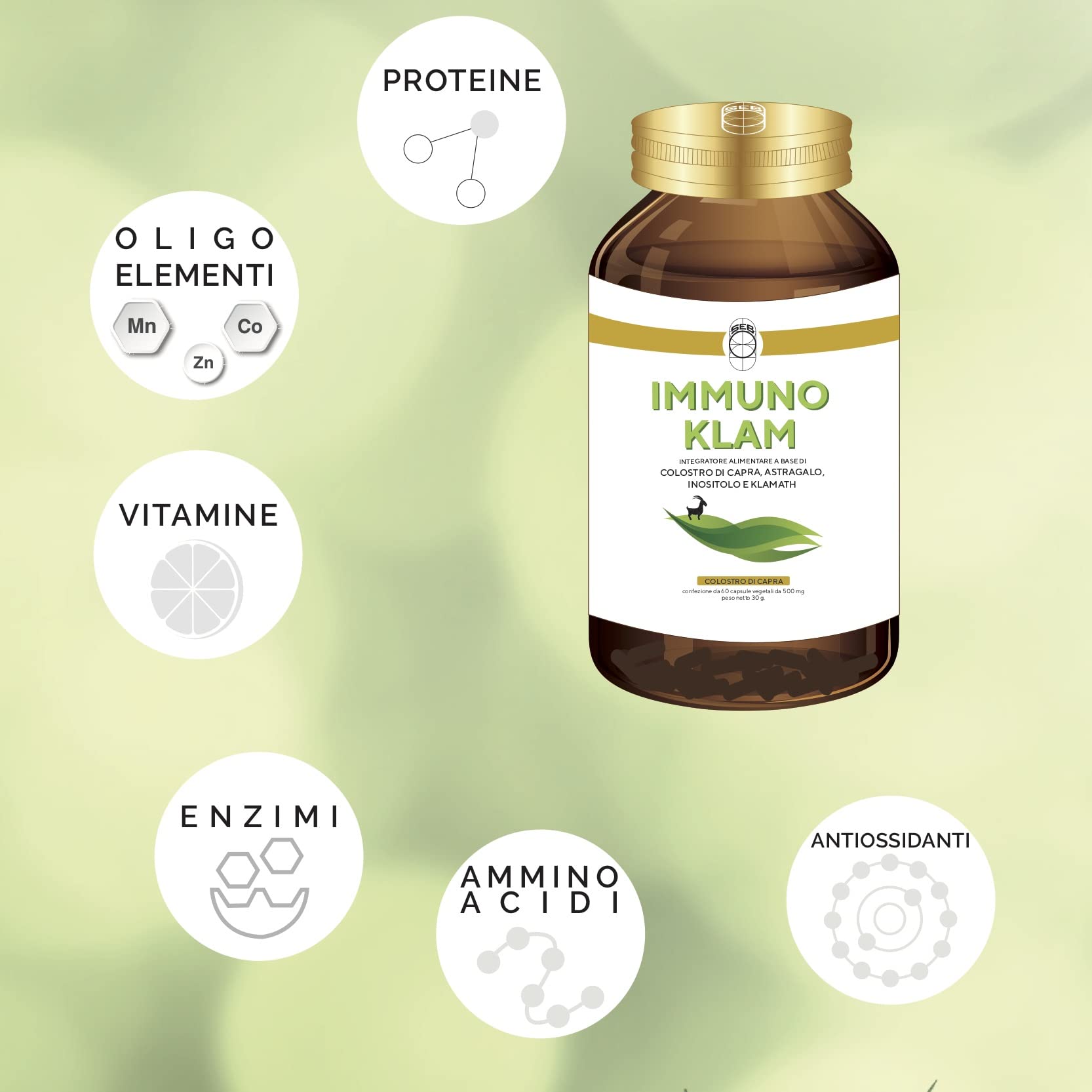 Immuno Klam - OFFERTA 3 CONFEZIONI - Integratore Colostri di capra, Lattoferrina, Klamath