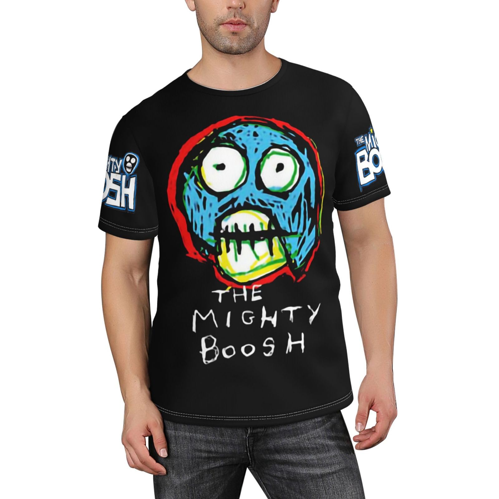 GRDBZZXGO Men's British Comedy Troupe Printed Short-Sleeved Shirts Versatile Round-Neck Tops Comfortable and Trendy Shirts Multicolor 3XL