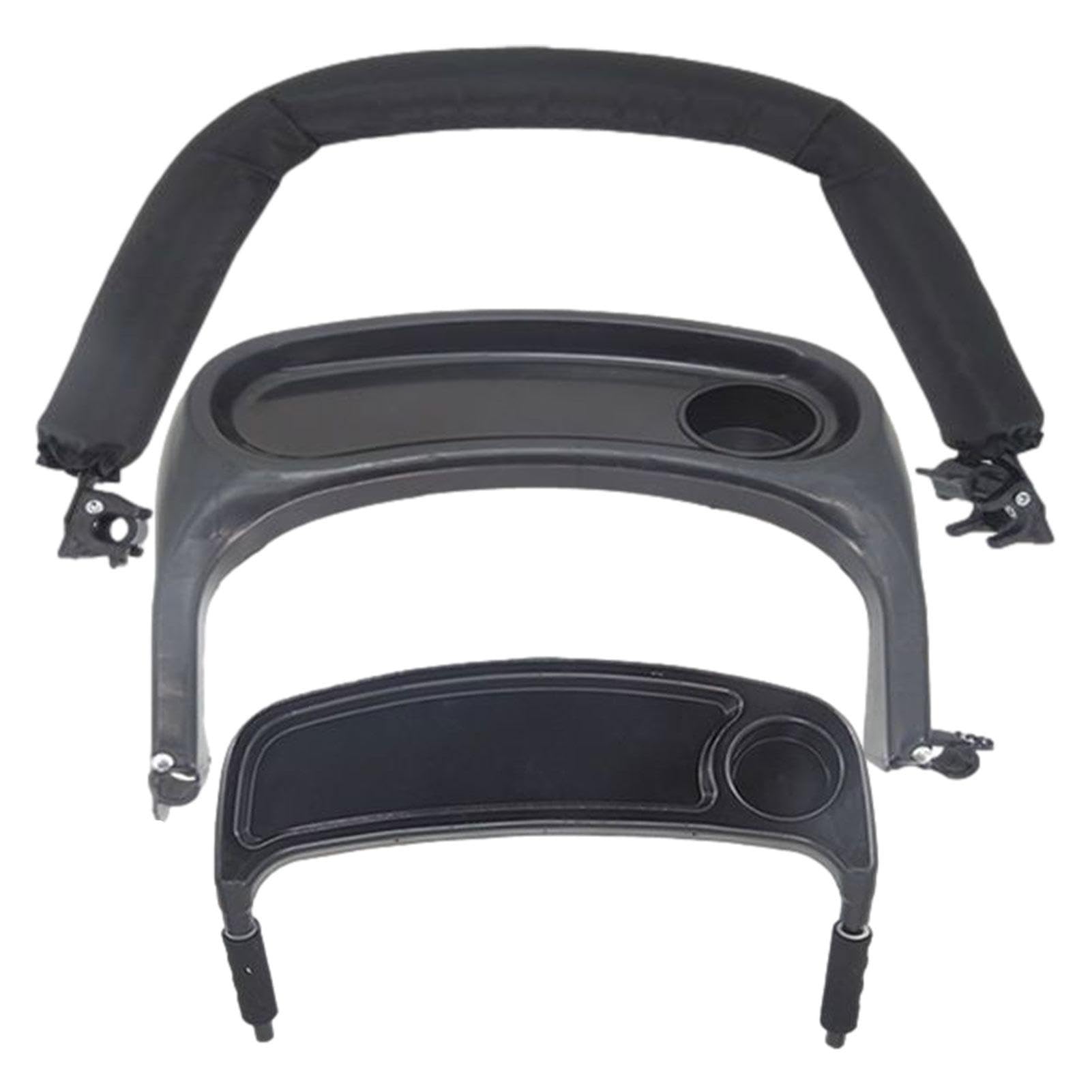 Barra de parachoques para cochecito, bandeja ajustable para refrigerios para cochecito, accesorio para portavasos para cochecito de bebé de 16,5 pulgadas, plato de cena de metal para cochecito de bebé