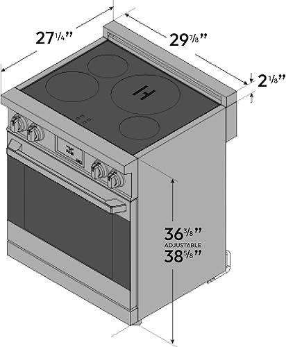 Miniatura 7 de Rango de inducción profesional de 30 pulgadas con horno de convección, freír al aire, estufa eléctrica de 4 quemadores, piedra para pizza, acero