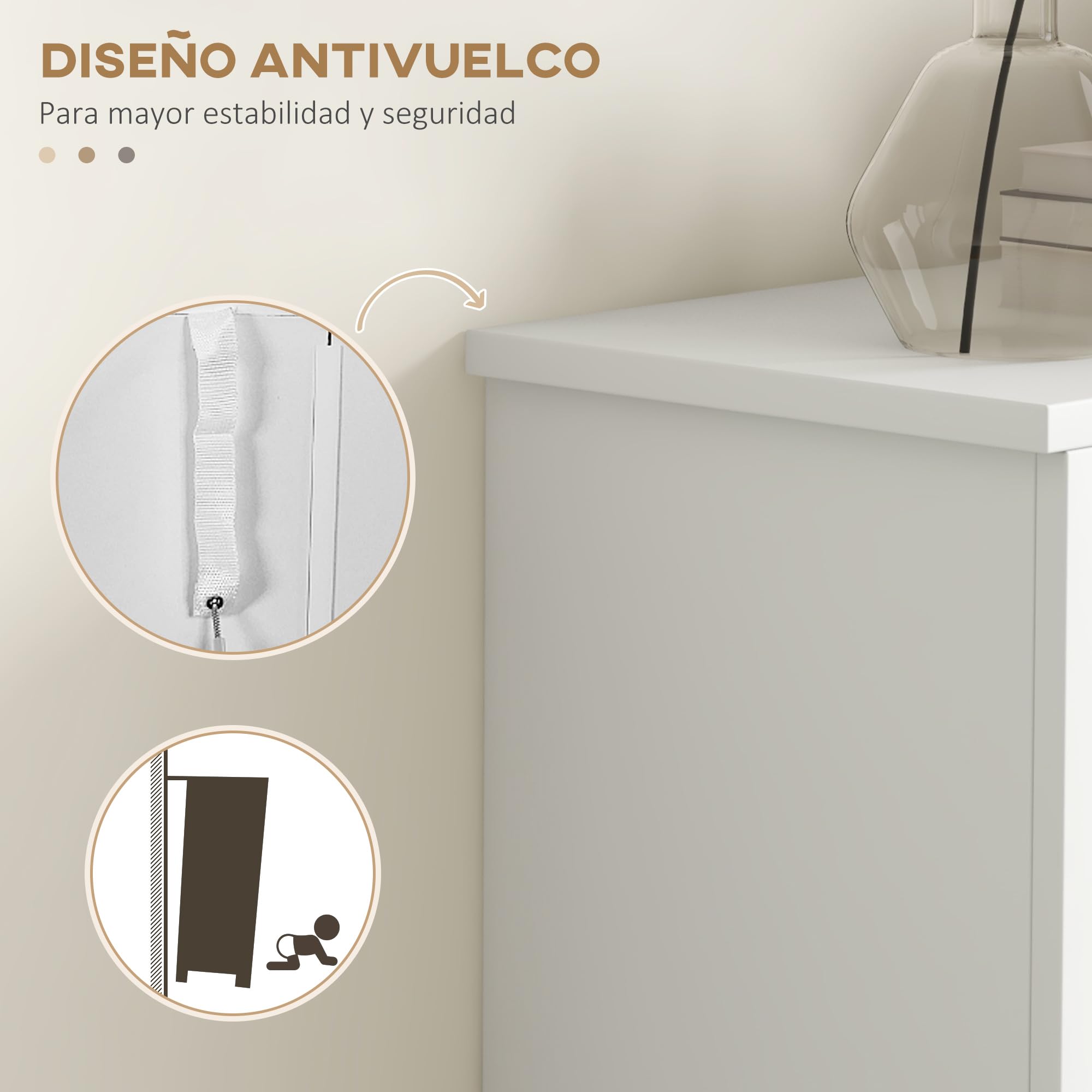 HOMCOM Zapatero Estrecho con 2 Puertas para 10 Pares 58x24x105 cm Blanco | Zapatero Entrada Recibidor, Estantes Ajustables, Compartimento Abierto