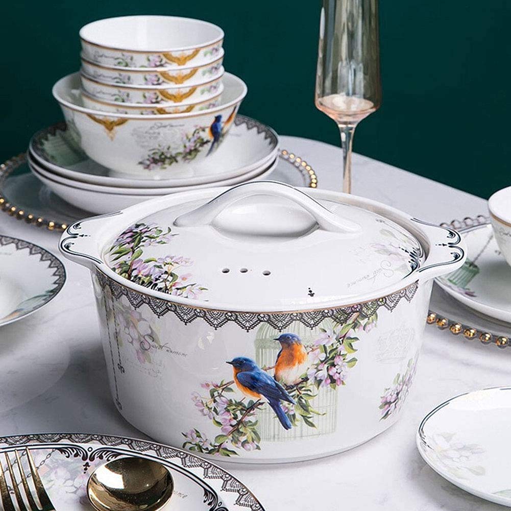 58-częściowy zestaw naczyń ceramicznych w stylu chińskim - eleganckie porcelanowe talerze i miski na rodzinne spotkania - kolekcja zastawy stołowej z porcelany kostnej