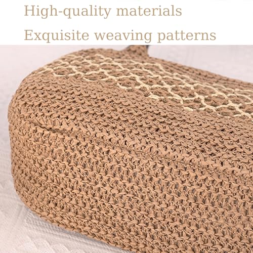 Image of Straw Bags For Women, Summer Beach Purse Tote Large Woven Shoulder Bag Vacation Handbags Underarm Bag Summer Straw Purses