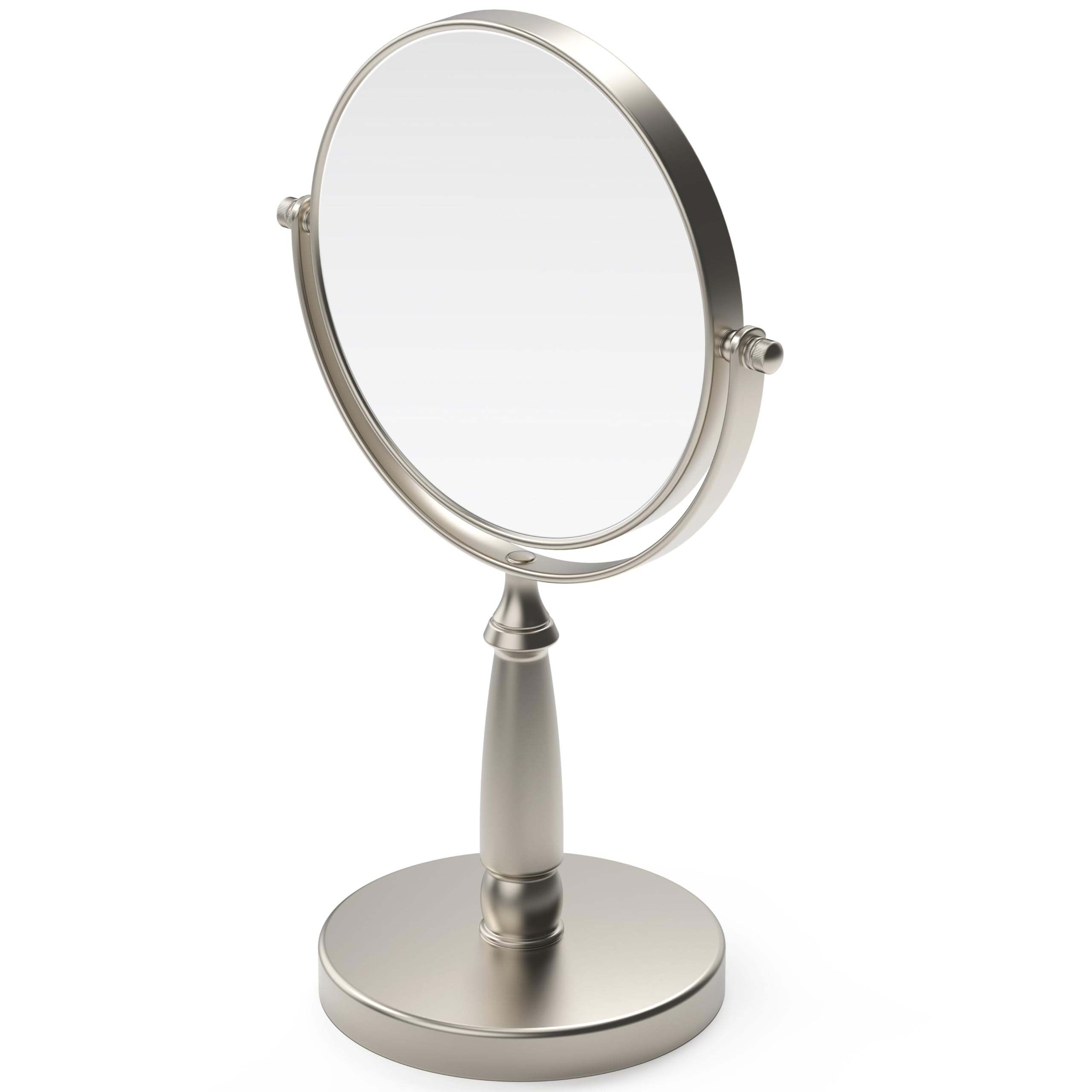 Deco Brothers Vanity Mirror with Stand 5.65-Inch Double Sided, 8X Magnification, Nickel