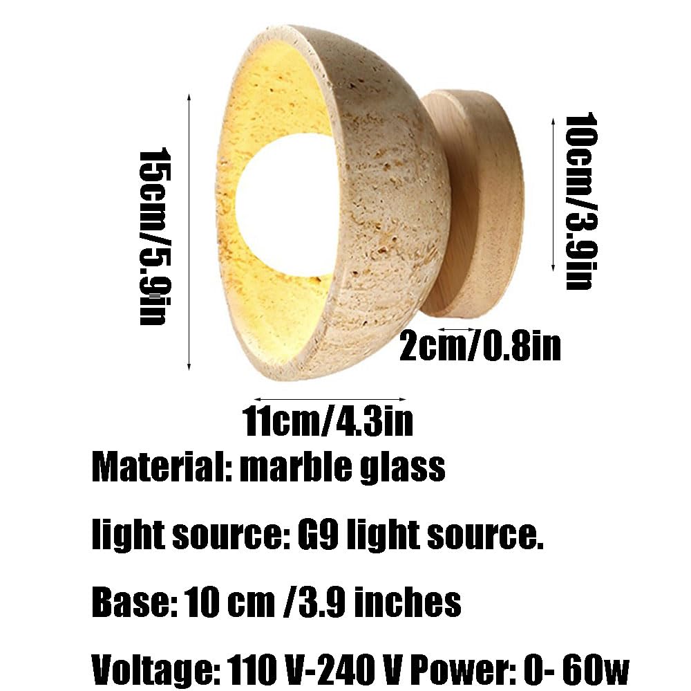 Pantalla de lámpara de pared personalizada en forma de cuenco, aplique de pared de mármol de estilo japonés, lámpara de pared de montaje empotrado de una sola cabeza, luz de pared de fuente