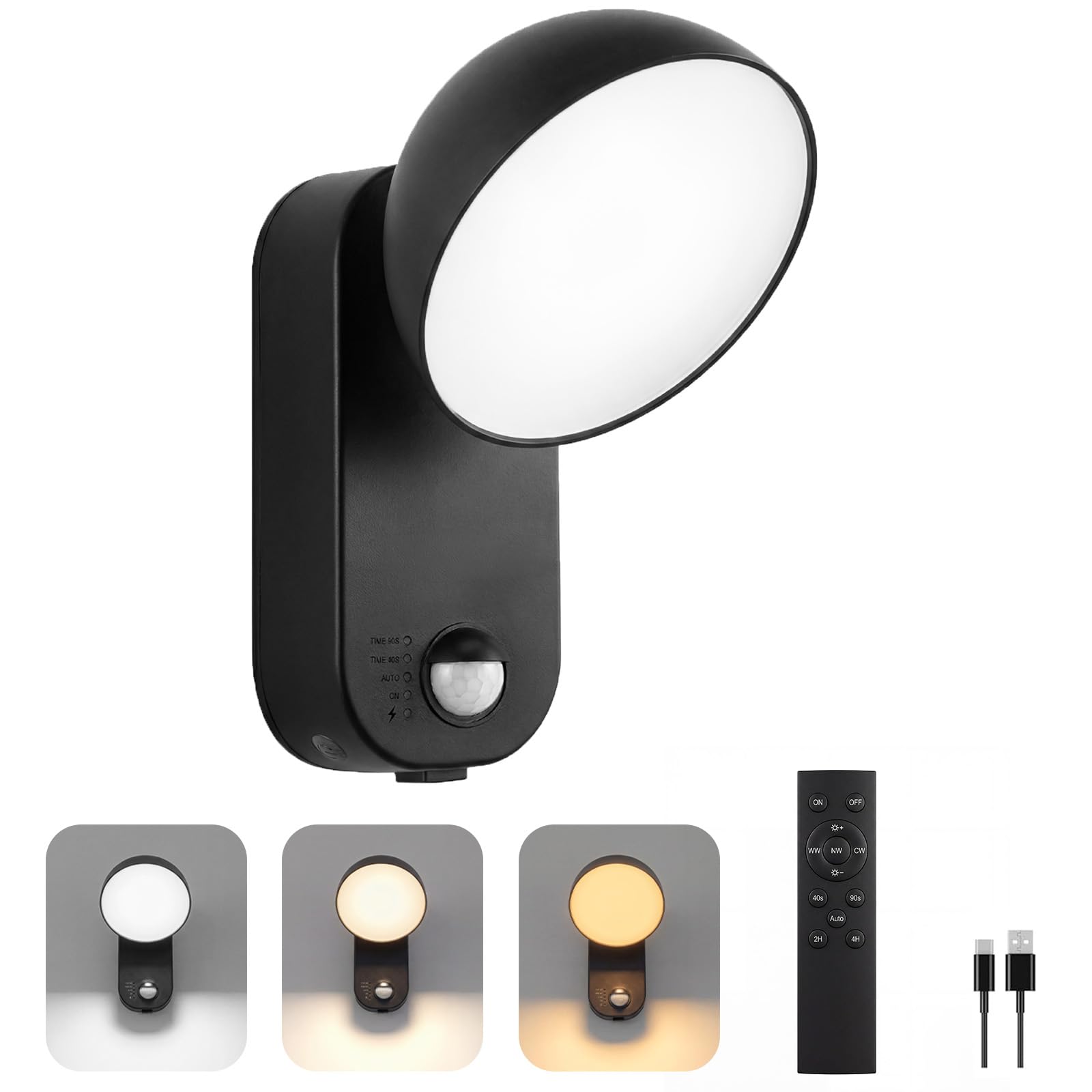 NIORSUN Aussenlampe mit Bewegungsmelder – 10000mAh Akku, 4 Modi & Dimmbar, IP65 Wasserdicht Außenlampe mit Bewegungsmelder, LED Strahler für Veranda, Garage, Terrasse, Hof (1 Stück)