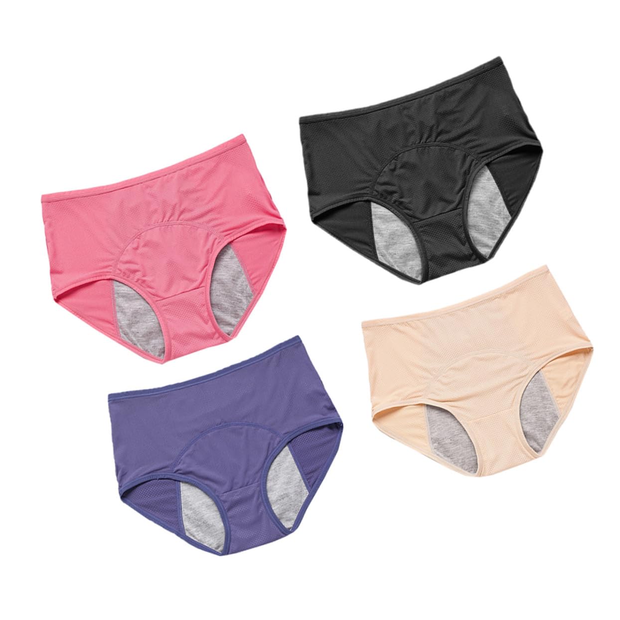 Hemobllo 4pezzi Intimo Mestruale Donna Mutandine Igieniche Alta Elasticità Slip Anti-Perdita Traspirante Comodo e Pratico per Protezione Addizionale