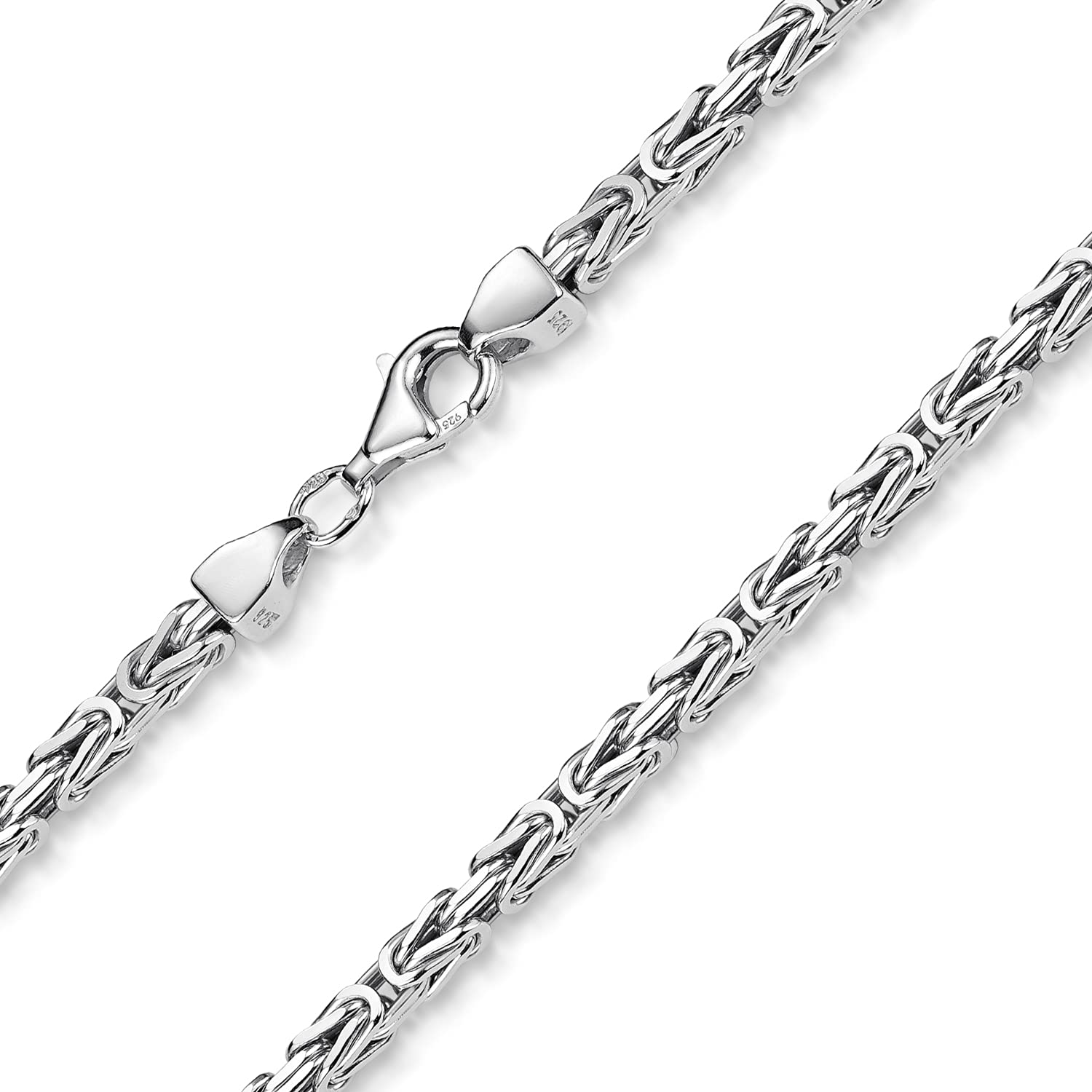 Königskette 925 Silber Herren Armband 3mm diamantiert rhodiniert SA-36 | massives Sterlingsilber Made in Germany incl Schmuck Box von MATERIA by Matthias Wagner