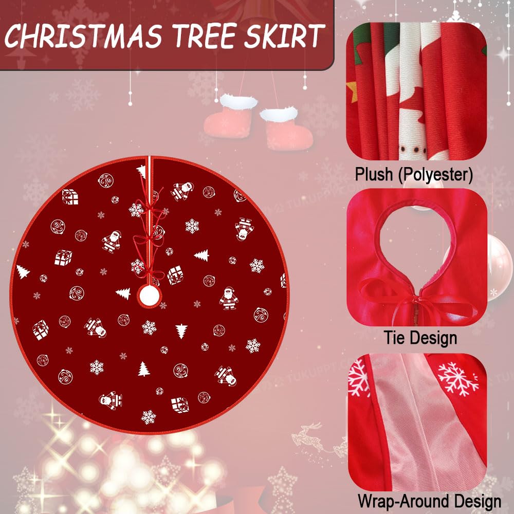 Chickwin Jupe de Sapin de Noel, Decoration Noel Jupe pour Sapin, Tapis de Noel Cadeau de Noël Couverture, Flocon de Neige Élan et Père Noël (Cannes à Sucre,120cm