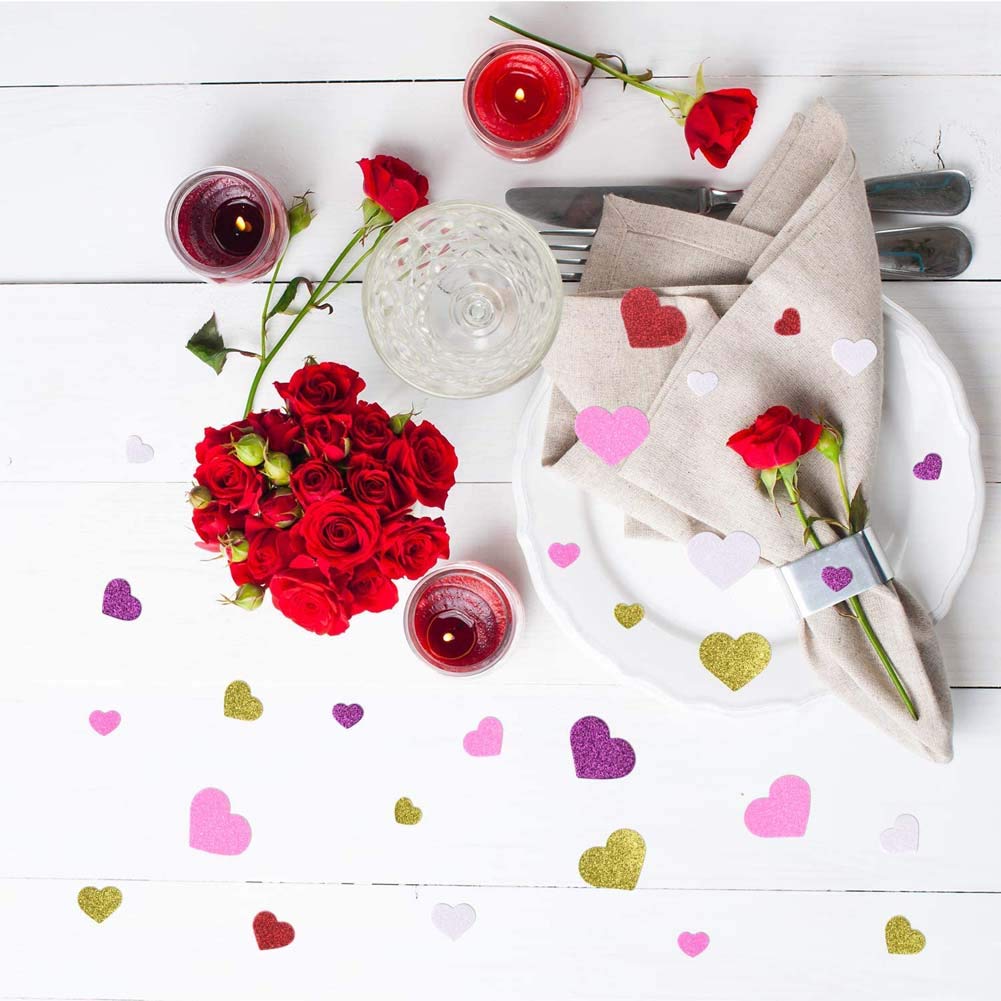 HADDIY Valentine's Day Foam Heart Stickers,300 Pcs Glitter Red Pink Hearts For Crafts 3 Different Sizes Heart Shape Decals For Kids Art Scrapbooking And Wedding Decor