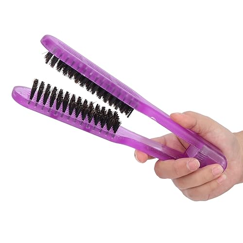 Miniatura 8 de Cepillo de pelo de cerdas de doble cara, cepillo alisador antiestático con diseño hueco transpirable, resistente al calor, cepillo de abrazadera