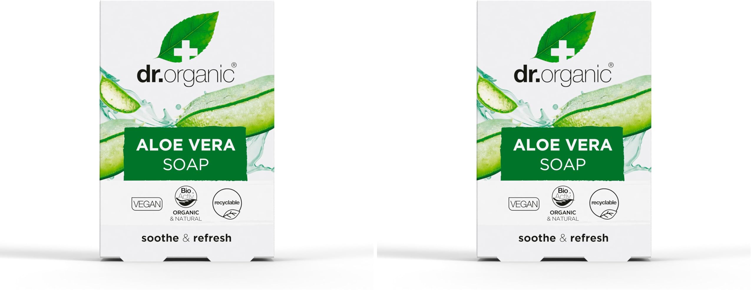 Dr Organic Aloe Vera Soap Bar, Natural, Vegetarian, Cruelty Free, Paraben & SLS Free, Recyclable Packaging, 100g (Pack of 2)