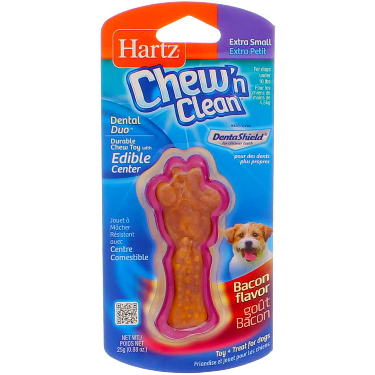 Hartz Chew N Clean Dental Duo Dog Chew Toy Extra Small Bacon Flavor 9 pack Bundle