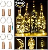 LED Cork Light for Wine Bottle,Starry String Light,Pack of 6, Battery Powered,30inches/75cm,15 LEDs ,for DIY, Party, Decor,festivals,Wedding(Warm White)