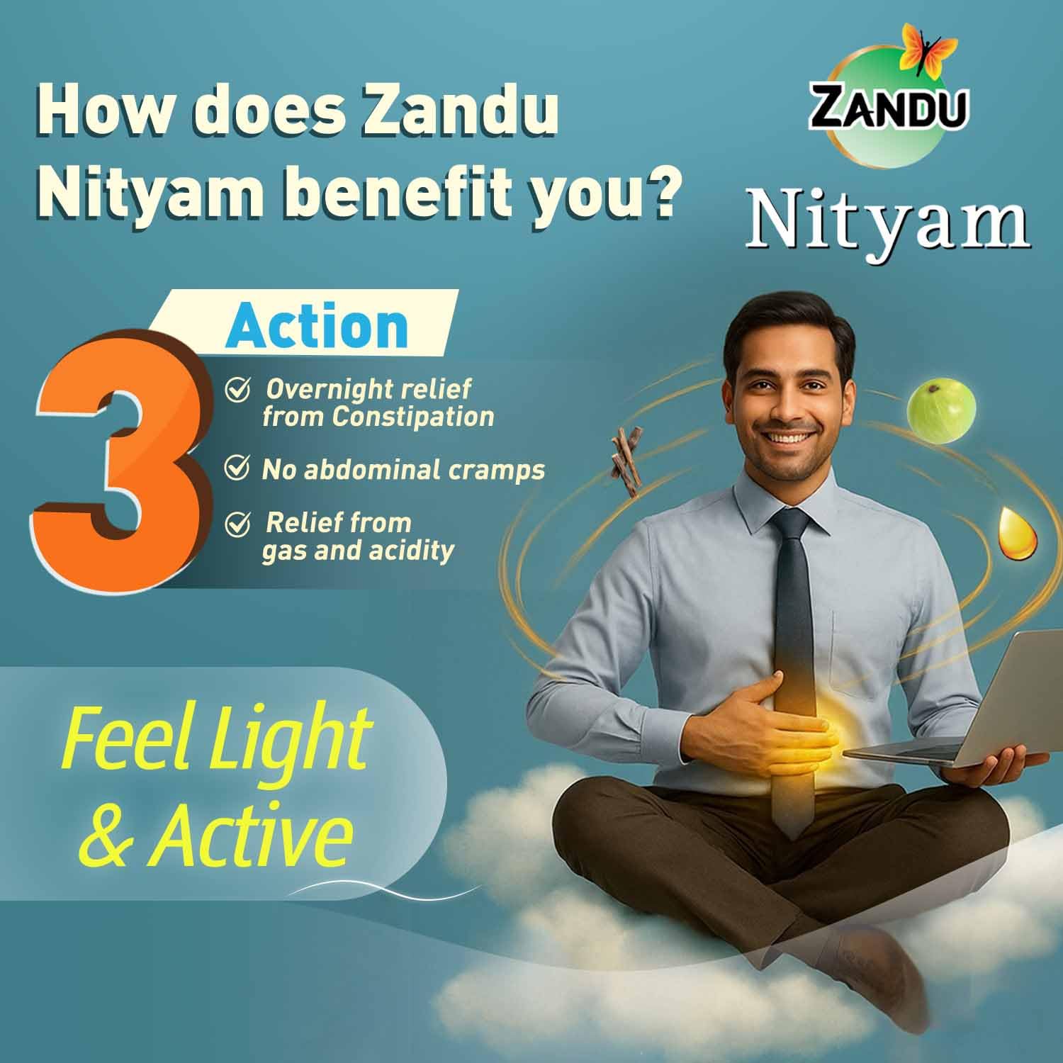 Zandu Nityam 30 Tablets Pack of 1 | Ayurvedic Laxative | Overnight relief from constipation | Relief from Gas, Acidity & Bloating | No Stomach Cramps — Amazon image 5