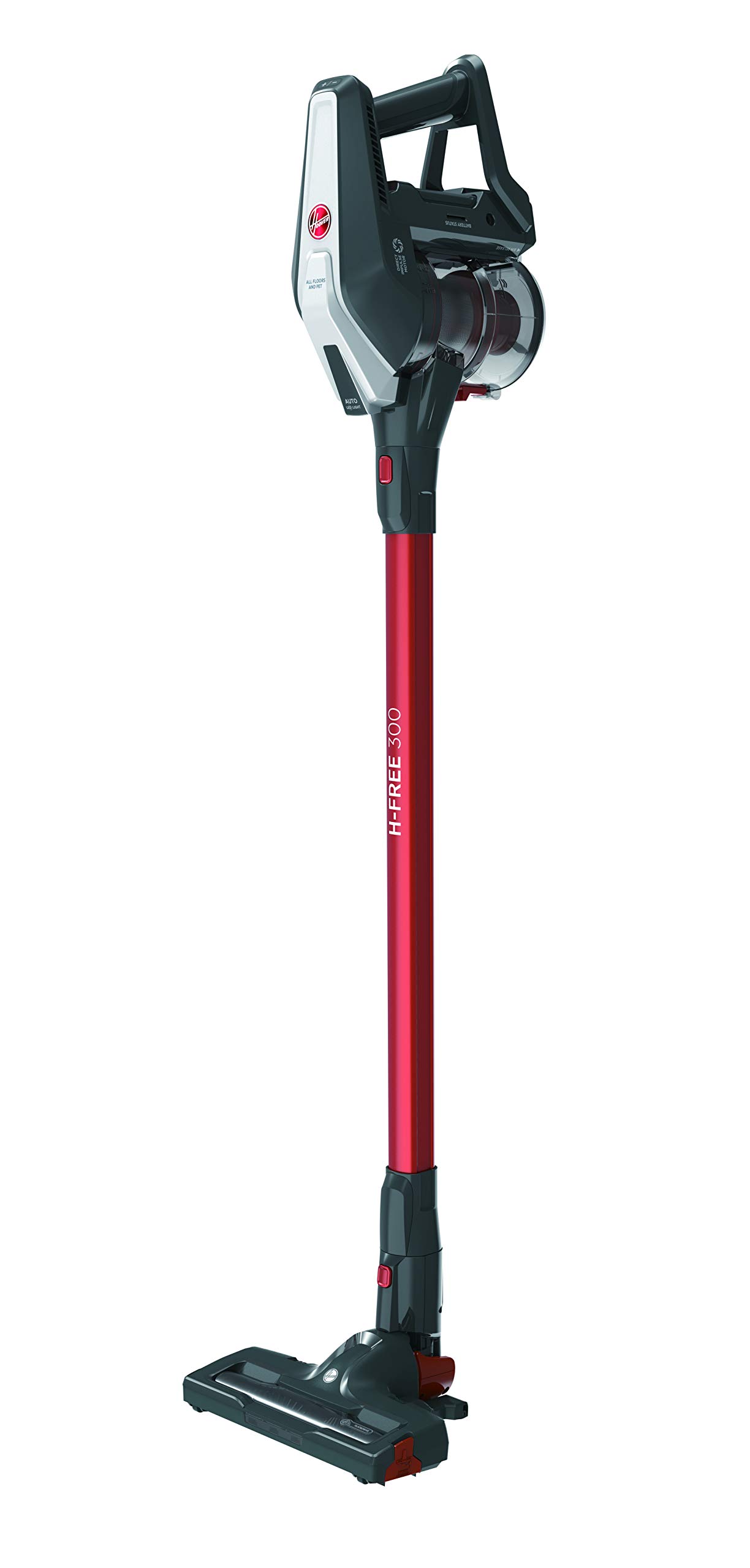 Hoover Hf322Afp 011 39400957 Scopa Ricaricabile senza Filo, 44.4W, 80 Decibel, Grigio Ossidiana e Rosso Metallizzato