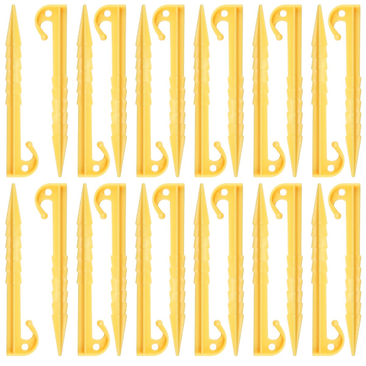 Ubric 24pcs Heavy Duty Plastic Tent Pegs, Durable & Lightweight, Ideal for Camping, Caravans, Gardens, 14.5cm Length Yellow