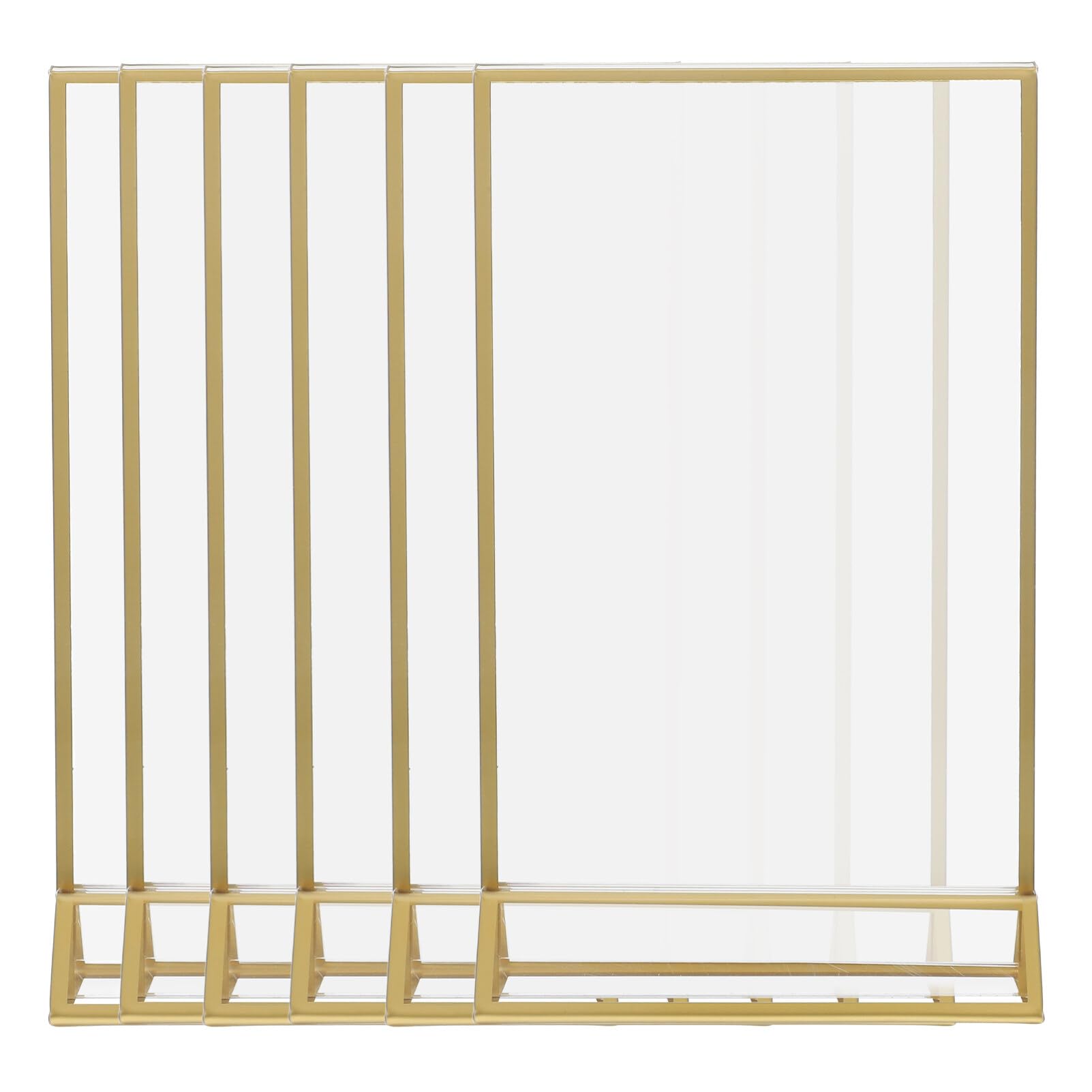 Porta Menú Acrílico Dorado de Doble Cara 6 Piezas para Mesa | Expositor de Carteles, para Centros Comerciales y Supermercados, Fácil de Llevar y Guardar