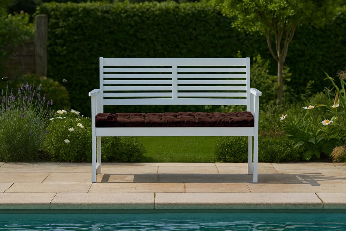 Brandsseller Cuscino per panchina, per esterni/interni, trapuntato, 27 (marrone, 140 x 40 x 4 cm)