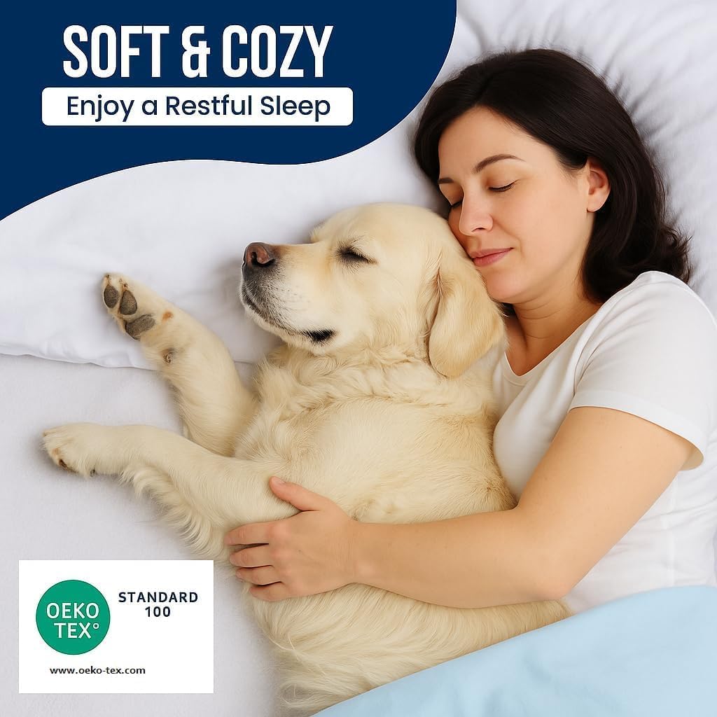 100% Waterproof Split Top King Mattress Protector, Premium Fitted Cotton Terry Cover for Adjustable Bed with Upper Flex 32" from Head