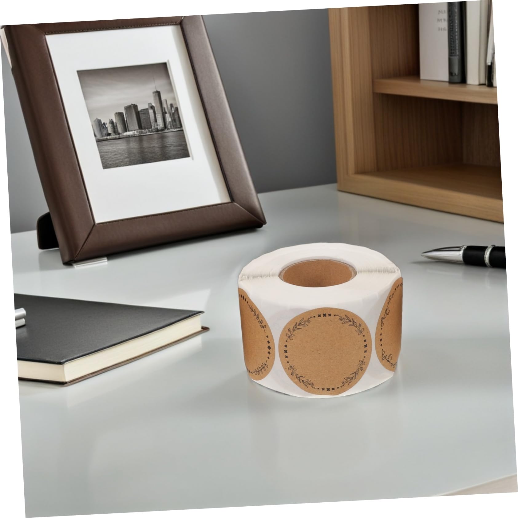 3 Pezzi Etichette Adesive Rotonde in Kraft per Sigillatura con Adesivo Forte Superficie Scrivibile per Personalizzazione Te per Packaging Spedizioni e Barattoli
