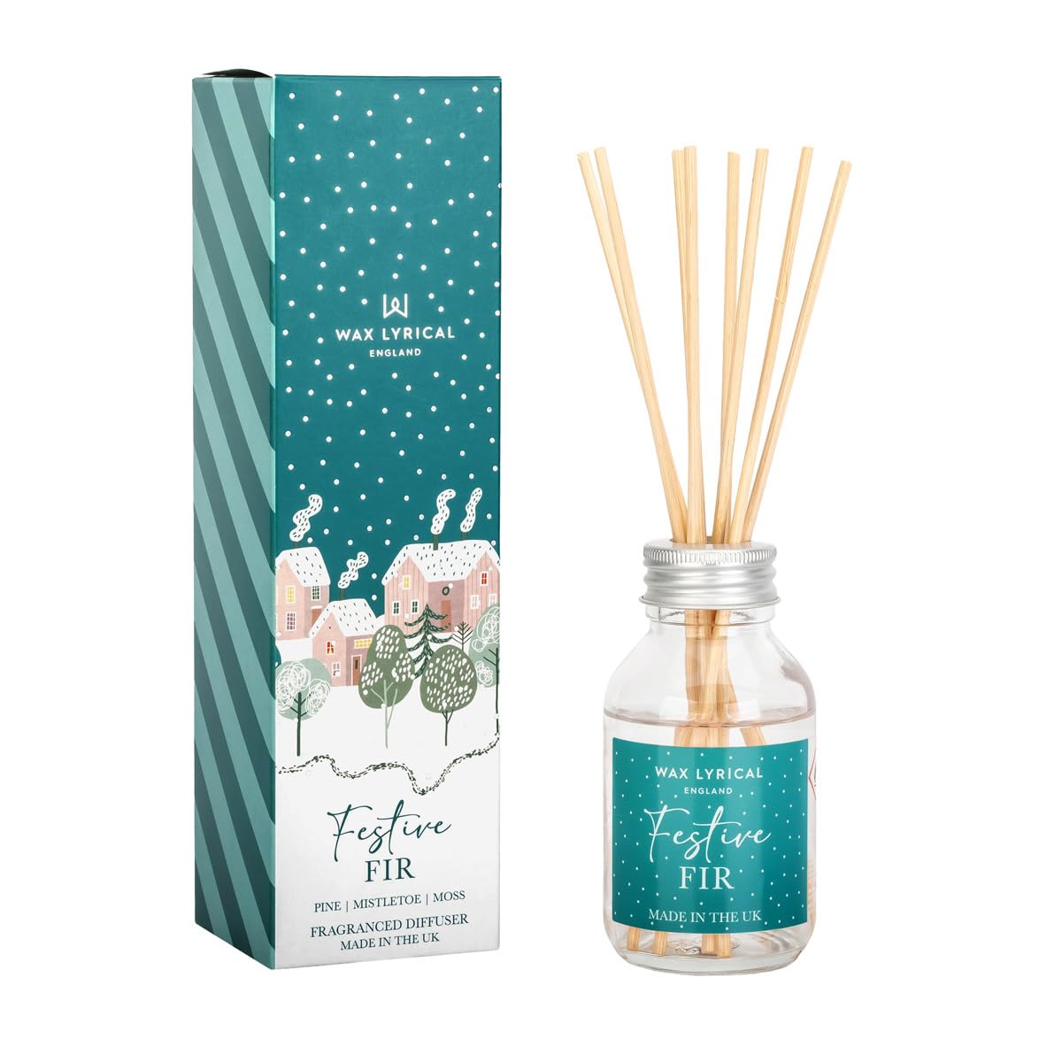 Wax Lyrical Festive Fir Reed Diffuser 100ml | Refreshing Forest Scent | Rich & Woody