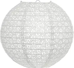 Luminária Japonesa Papel 30 cm Vazada Branca