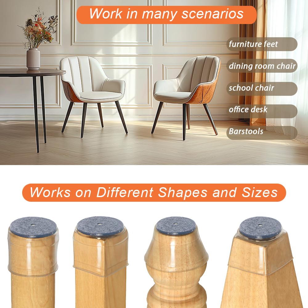 32pcs Gommini per Sedie, Tappini per Gambe Sedia Silicone(Trasparente), Rotondi Feltrini Feltrino per Sedie, per Proteggere i Pavimenti da Graffi e Rumori(Adatto per: 33-50mm)