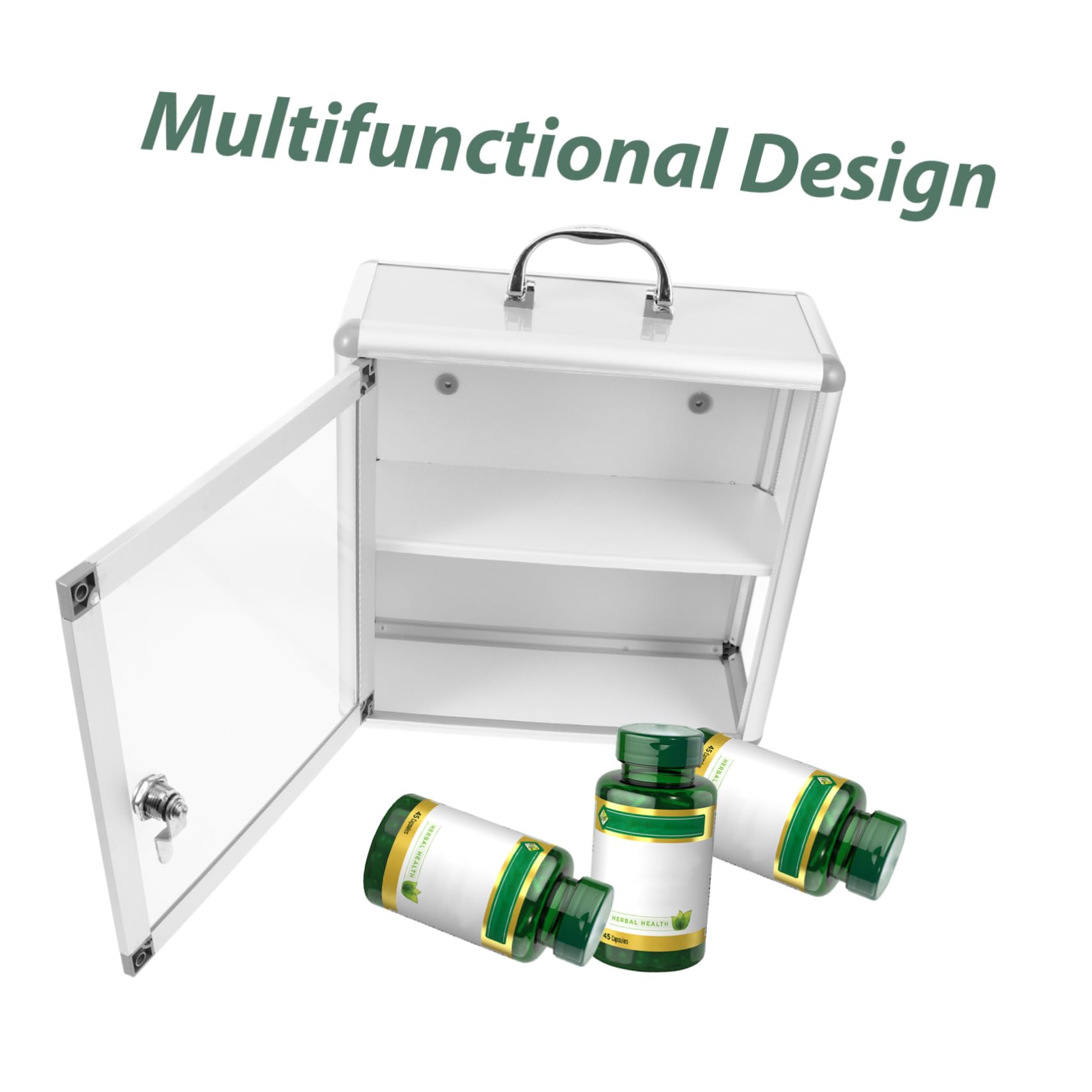 Cabilock Botiquín Caja de Pared Doble Compartimento de Metal Construcción Resistente y Fácil de Instalar para Uso en Lugares Públicos y Hogares