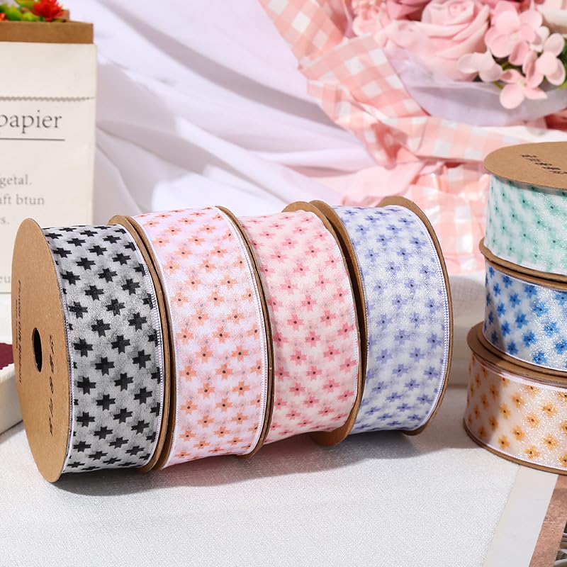 Nastro Nastro di seta 1/2 Rotolo Nastro Floreale Nastro Di Seta Chiffon for Confezioni Regalo Bouquet Di Fiori Nastro Da Imballaggio for La Lavorazione Nastro Di Chiffon Nastro Artigianale Di Organza(