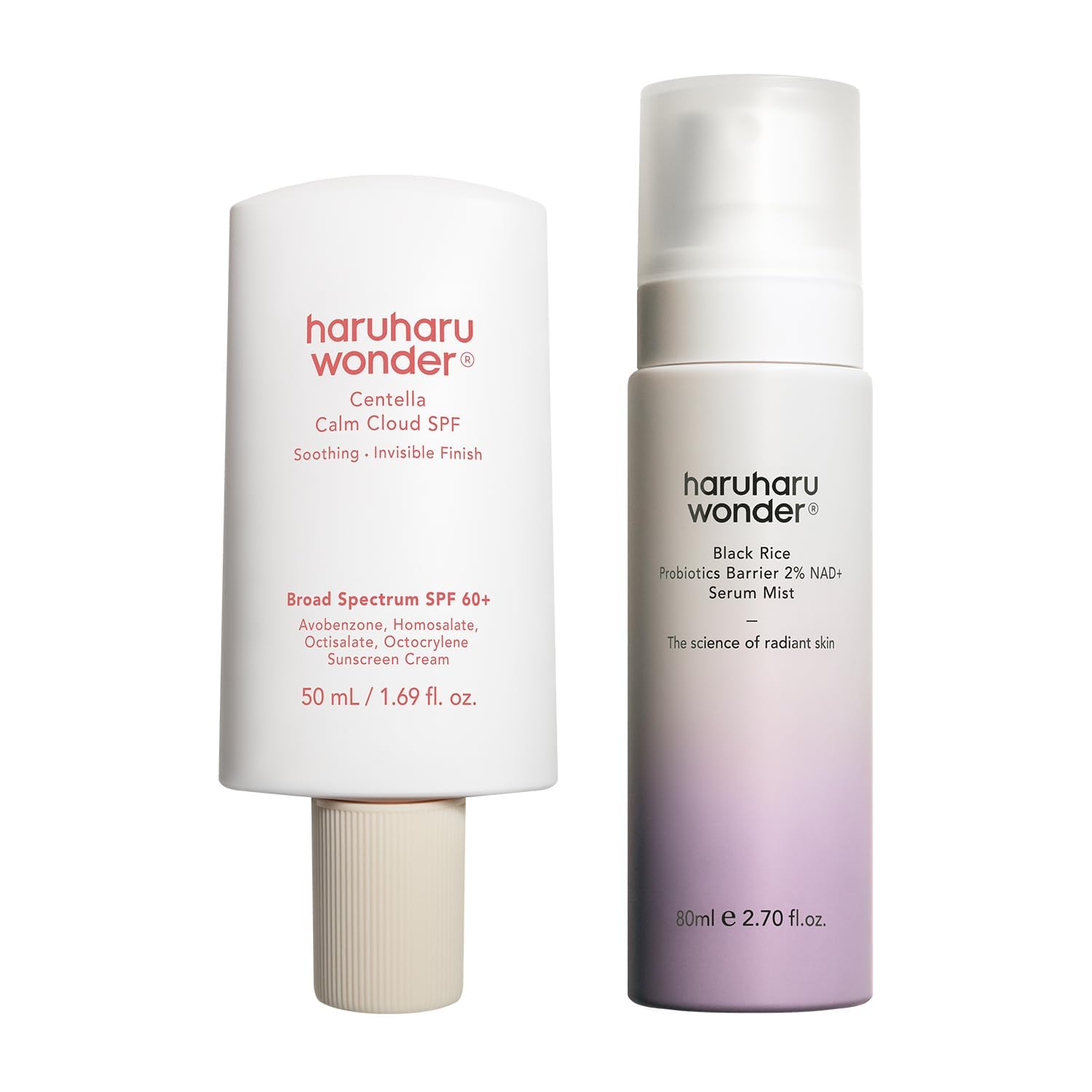 haruharu wonder Sun & Hydration Duo, Centella Calm Cloud Sunscreen SPF 60 & 2% NAD+ Serum Mist for Daily Sun Care and Hydrated-Looking Skin