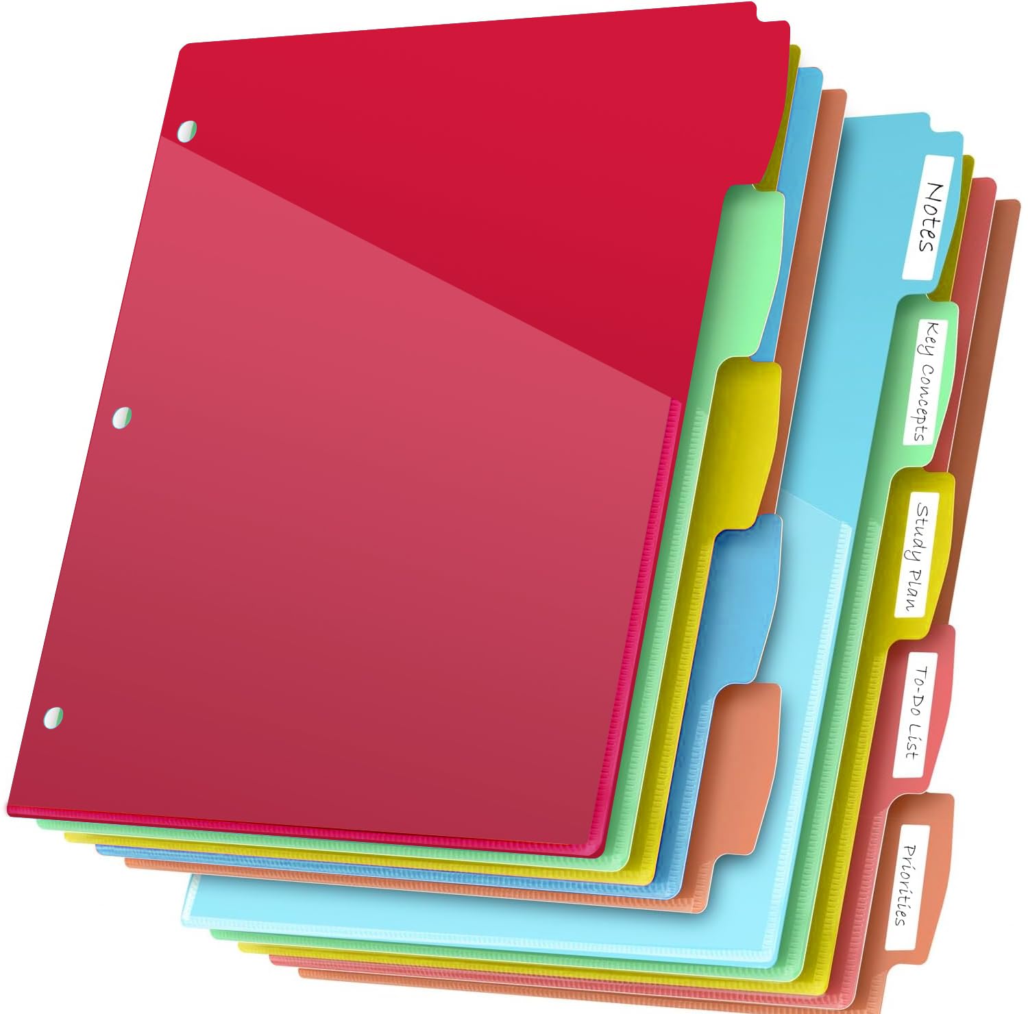 HABGP 10PCS/2 Set 3 Ring Binder Dividers with Tabs, Dividers with Clear Front Pockets for 3 Ring Binder Color Pages, 5 Tab Folder Dividers,Three Rings