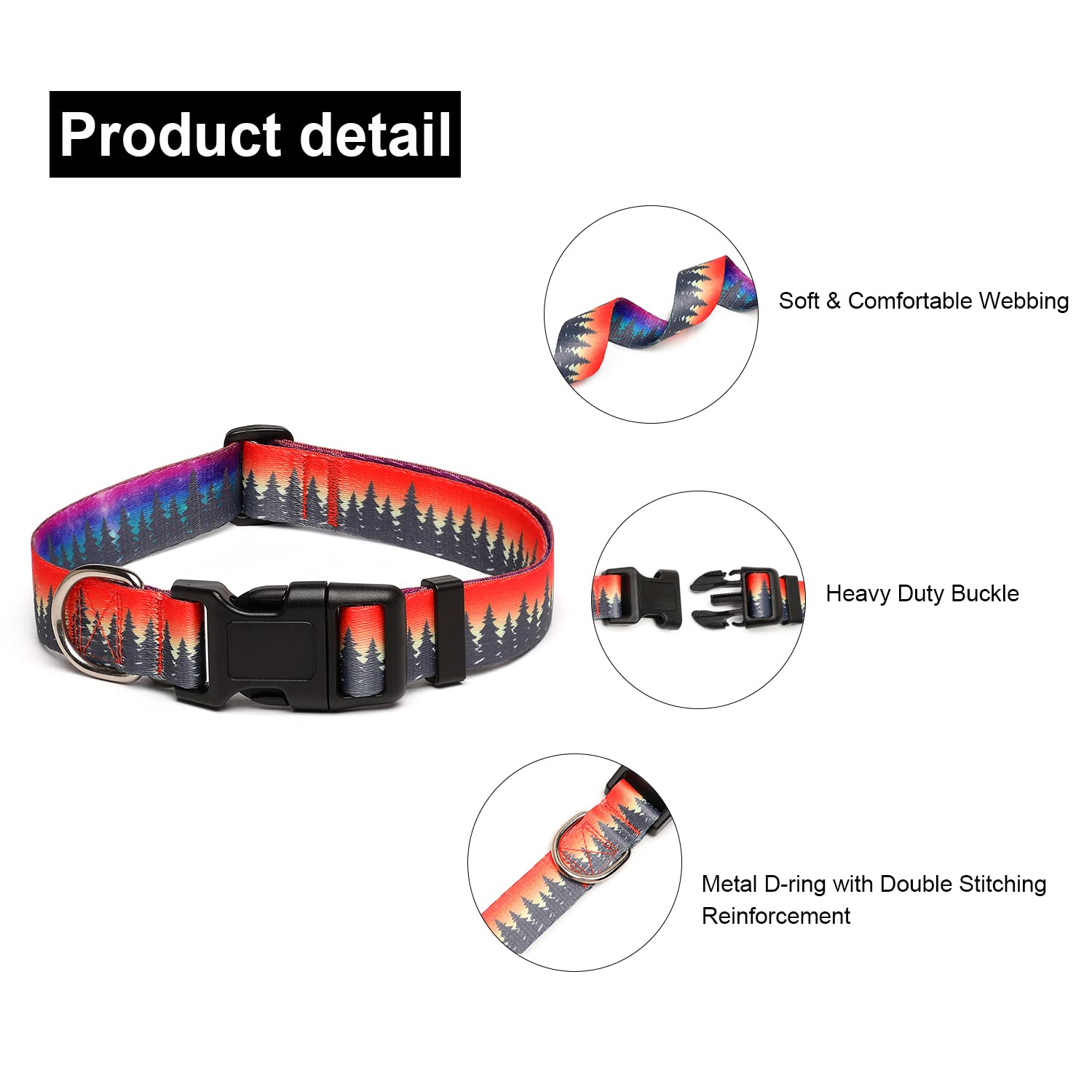 Adjustable Dog Collar with Patterns, Ultra Comfy Soft Nylon Breathable Pet Collar for Small Medium Large Dogs (L, Floral Orange) — view 49