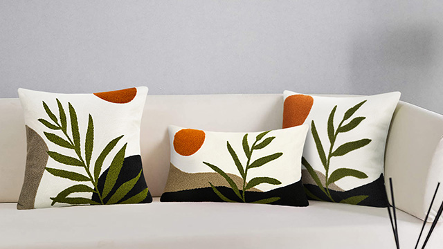 QoBexim 18x18 Boho Throw Pillow Covers - Tufted Abstract Geometric, Dark Green/Khaki - View #12