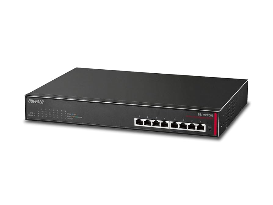 BUFFALO 10G レイヤー2マルチギガスイッチ8ポート　BS-MP2008 Amazon.com: BUFFALO Multi-Gigabit 8 Port Business Switch (BS