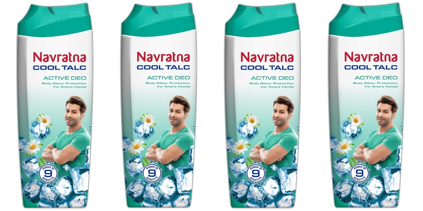 Navratna Cool Talc Active Deo Powder 40gm (pack of 4)