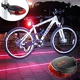 Ultra Bright Bicycle Tail Light Laser Light Waterproof Safety Warning Rear Light Red LED Back Light Flashlight Lamp for Mountain Bike 2 Laser 5 LED 7 Modes