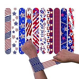 50 pcs slap bracelets for kids 4th of july slap bracelets bulk snap bracelet party supplies favors classroom prizes exchanging gifts  urban country home decor
