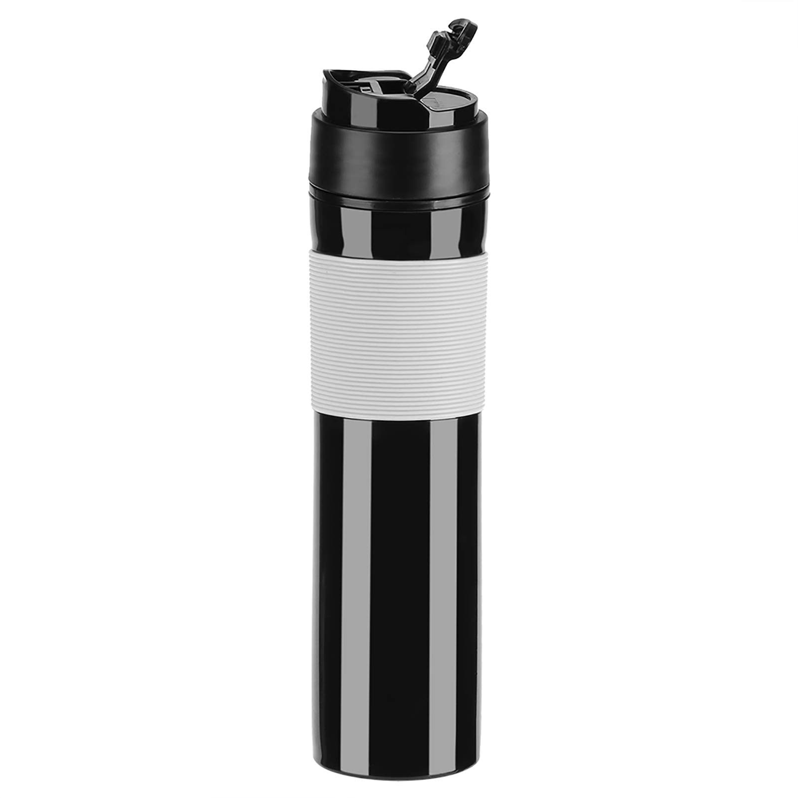 French Press Portable Coffee Maker Black and Red PP Plastic 350ml Travel Tea Mug with Filter Mesh Leak-Proof