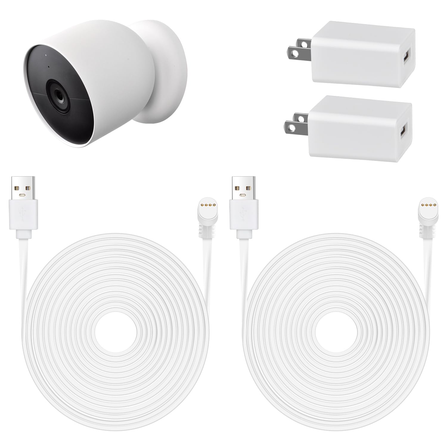 2pack 10ft/3m Power Charging Cable Compatible with Google Nest Cam (Battery), Weatherproof Continuously Charging Cable Power Your Nest Cam (Battery)