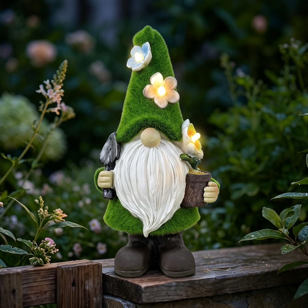 YOFHPT Solar Garden Gnomes Outdoor for Patio Lawn, Gifts for Father Mom