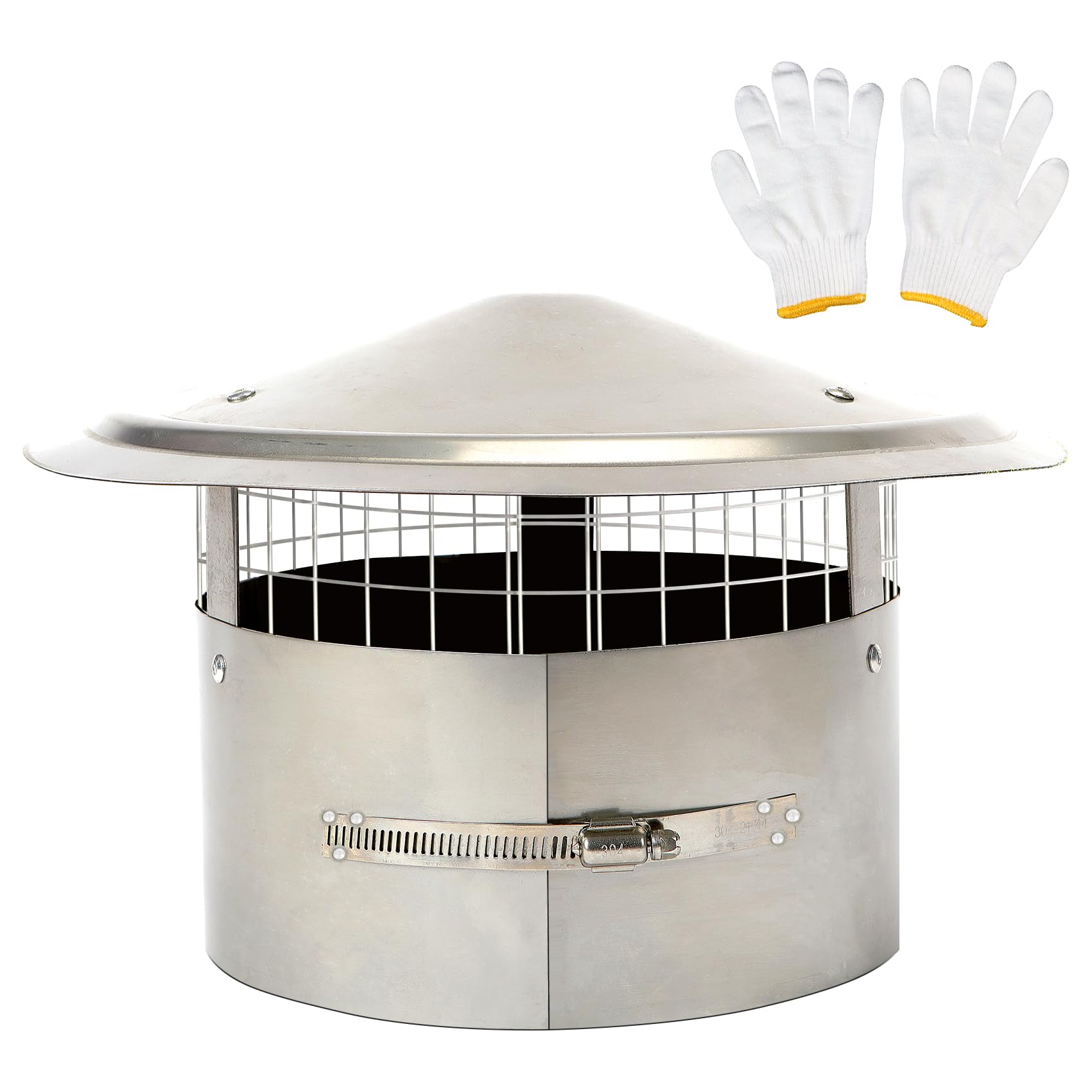 6 inch Round Chimney Cap Cone Top Chimney Cap with Screen,Roof Rain Chimney Cover,Chimney Cap 8 " Galvanized Steel Fireplace Exhaust Cap?Adjustable Roof Cap for Vent?Circular chimney cap with screen