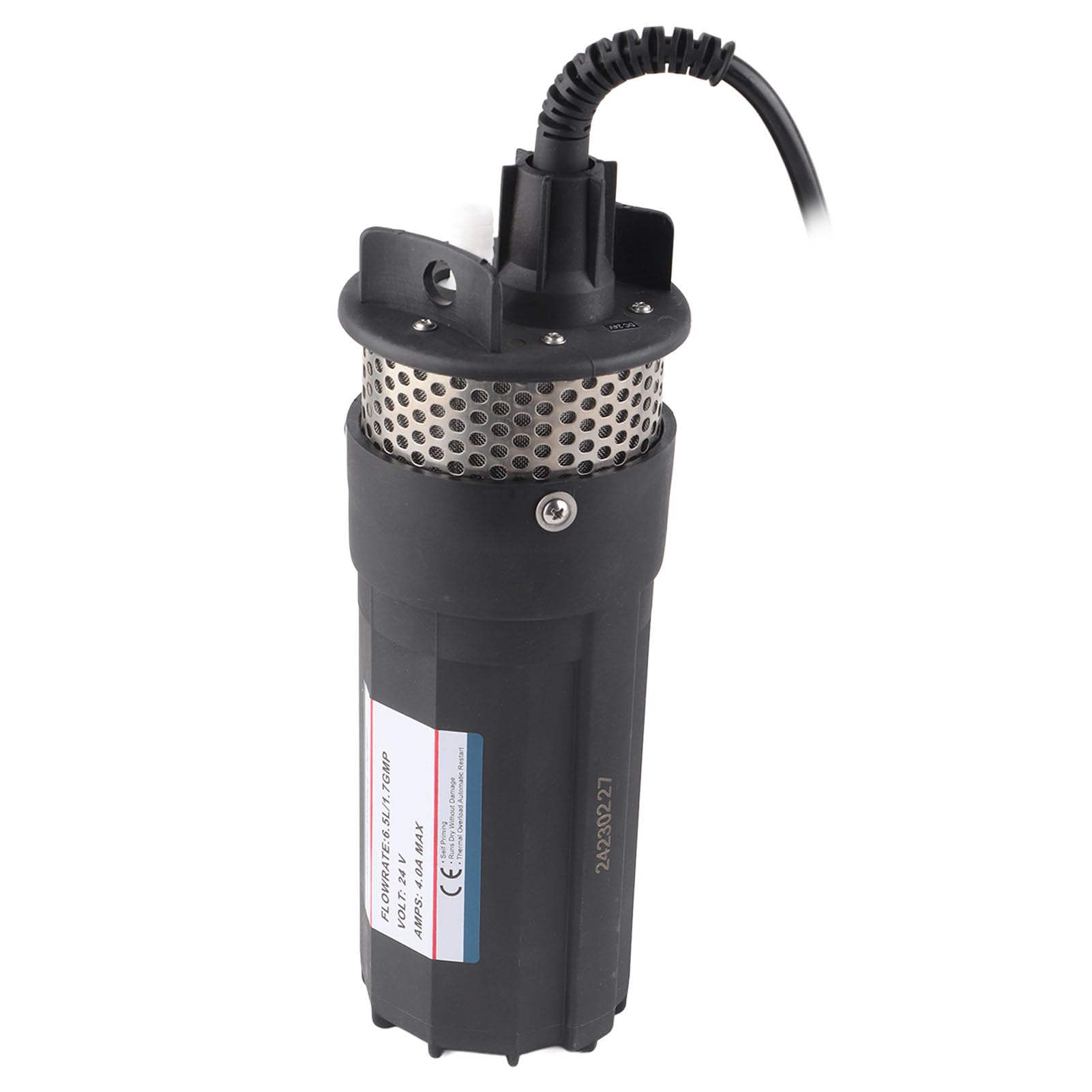 Bomba de Agua Sumergible Solar, Elevación de 230 Pies, 6,5 L, Bomba de Agua de Pozo Profundo para Estanque de Riego, 24V CC (Negro)