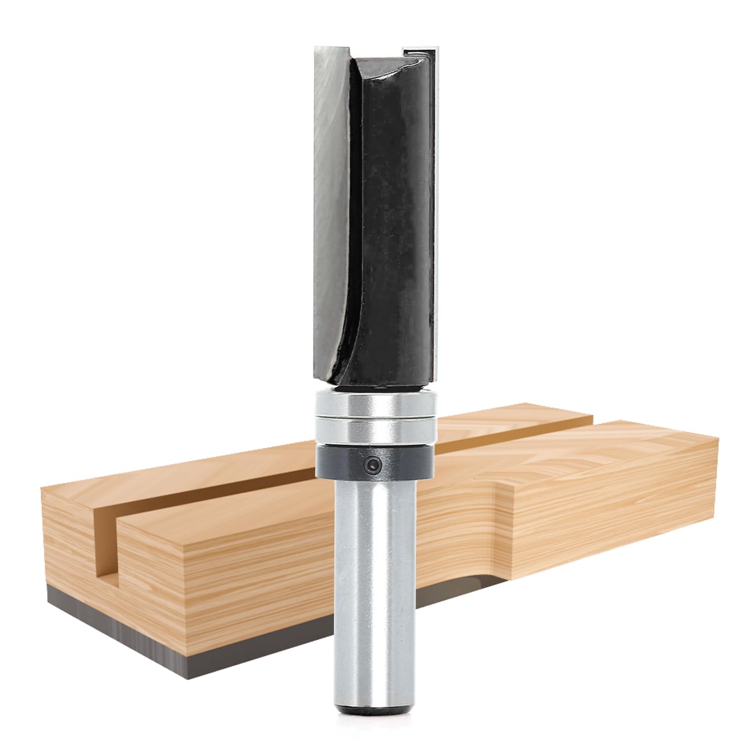 Akylin Flush Trim Pattern Router Bits 1/2 Shank - Top Bearing Template Router Bit, 3/4" Cut Diameter, 2" Cut Length, Carbide Tipped Straight Flush Cut Router Bit, for Woodworking Trimming Edge