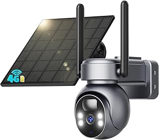 SEHMUA 4G LTE Outdoor Solar Surveillance Camera with SIM Card – 2K HD PTZ Wireless Camera without WLAN Outdoor Battery, 35…