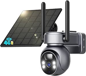 SEHMUA 4G LTE Celular Cámara Vigilancia Exterior con Panel Solar y Tarjeta SIM, 2K HD Cámara Visión 360° con Batería PTZ, Visión Nocturna Colorida y Detección PIR Humana, Impermeable IP66 asin的图片