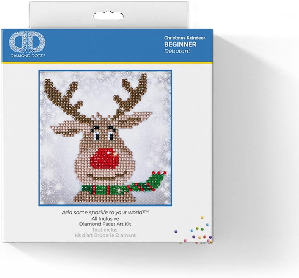 DIAMOND DOTZ Christmas Reindeer Animal Diamond Painting Kits for Adults - Diamond Art Kits a Relaxing Creative Craft Kit with Dotz Gems 5.3"x5.3"