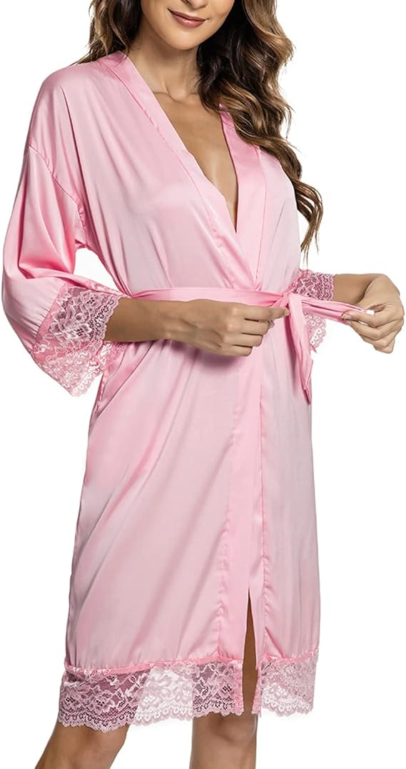 Déshabillé Kimono Femme Dentelles rose