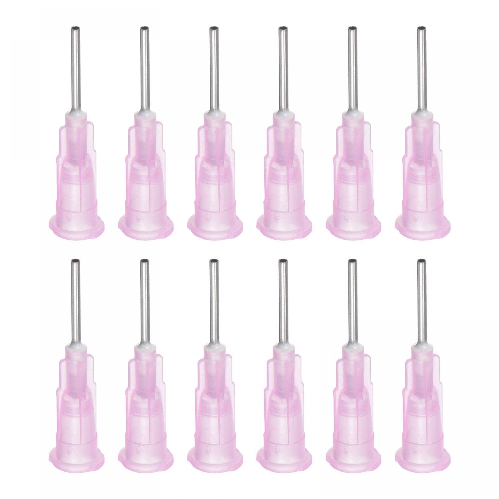 sourcing map Industrial Blunt Tip Dispensing Needle with Luer Lock for Liquid Glue Gun, 18G 1/2", 20 Pcs (Pink)